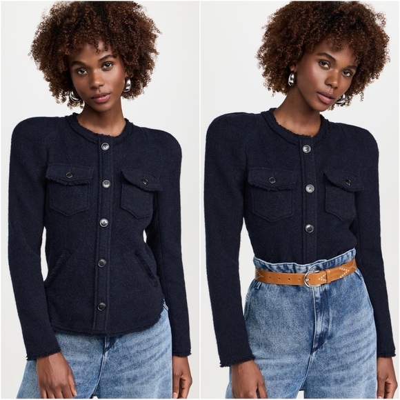 Isabel Marant Étoile Nelly Jacket Wool Blend Midnight Navy Sz 36 / 4 - Picture 1 of 15